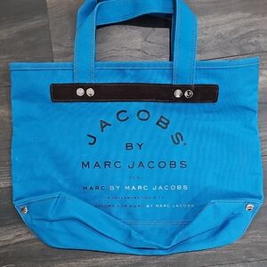Marc By Marc Jacobs Blue Zippered Canvas Tote Bag